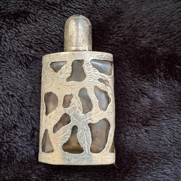 Rare Vintage 925 Sterling Silver And Glass Mini Perfume Bottle Mexico - Picture 3 of 9